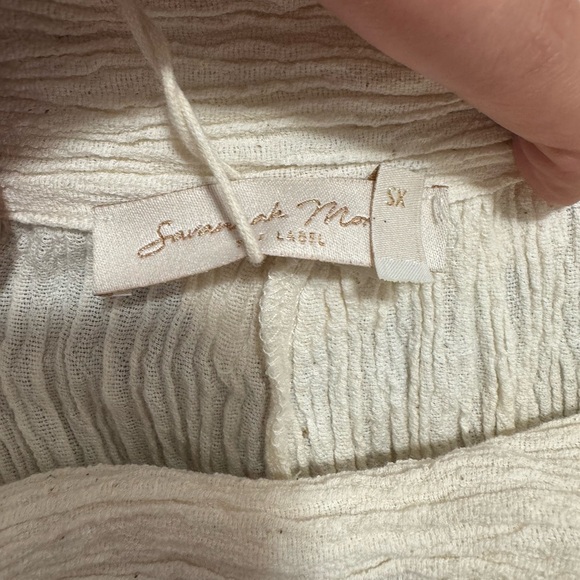 NWT SAVANNAH MORROW Eve‎ crinkled cotton-gauze flared pants size XS cream beige - Picture 7 of 10